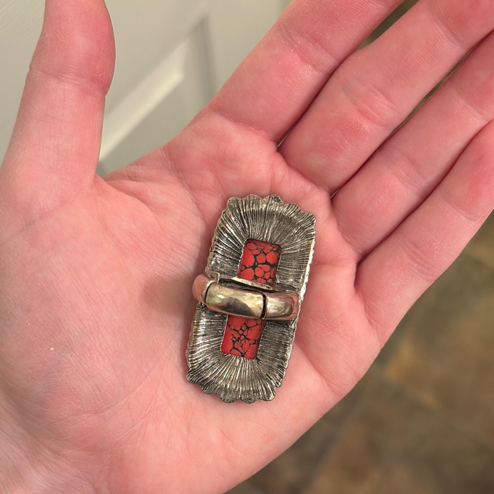 Red Stone Statement Ring - image 3